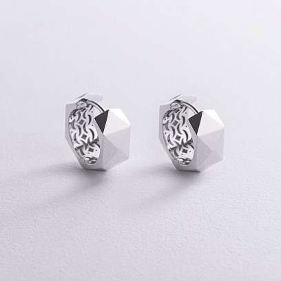 Серьги - кольца "Anna-Lisa" в белом золоте с09008