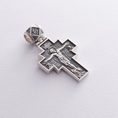 Серебряный православный крест с чернением 132488 №6