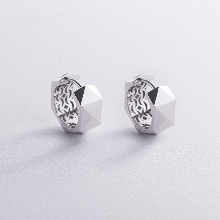 Серьги - кольца "Anna-Lisa" в белом золоте с09008 от ювелирного магазина Оникс