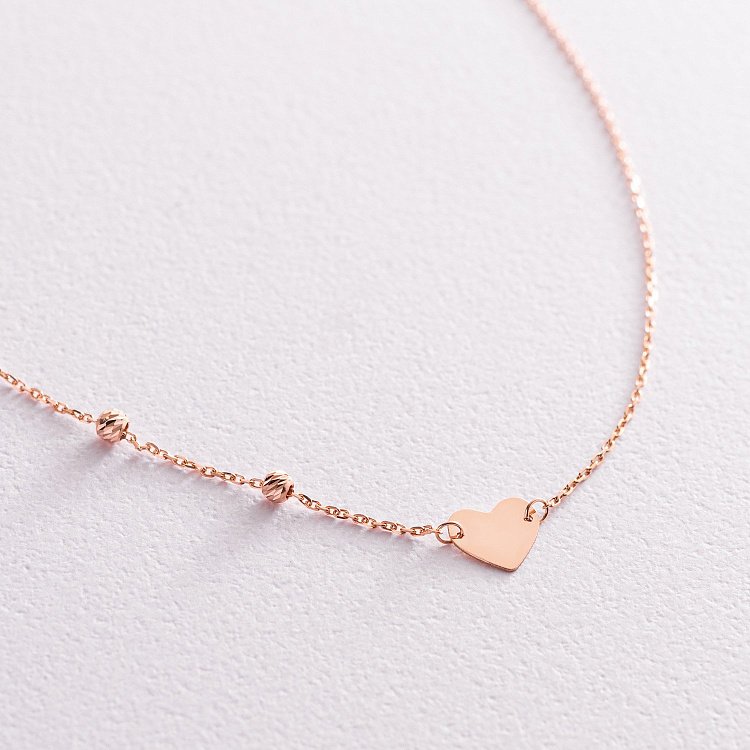 Колье "Сердечко" в красном золоте кол02089 от ювелирного магазина Оникс - 3