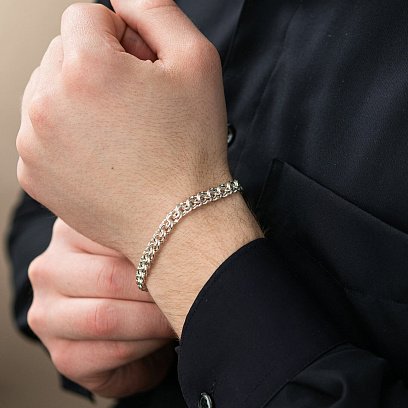 Серебряный браслет плетение Бисмарк 14161 №3