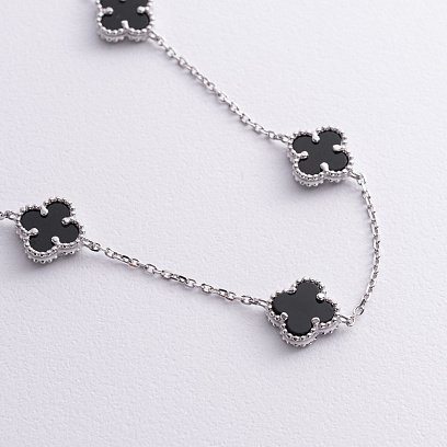 Серебряное колье "Клевера" (оникс) 181278 №3