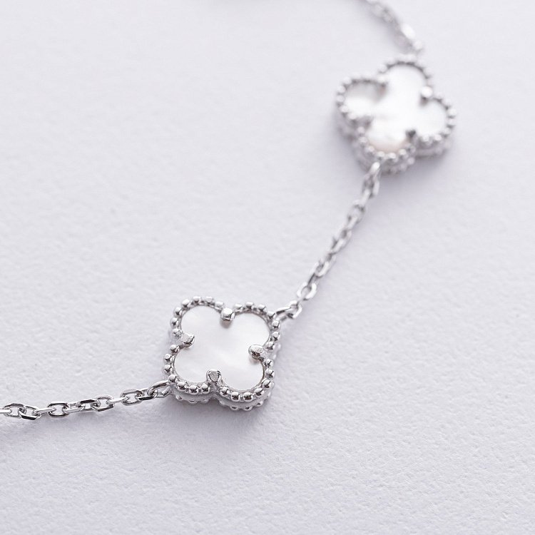 Срібний браслет "Конюшина" з перламутром 141779 від ювелірного магазину Онікс - 2