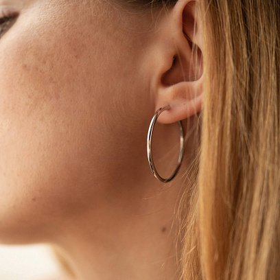 Сережки - кільця в білому золоті (3.1 см) с08531 №3