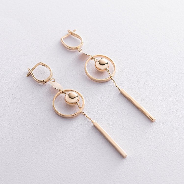 Золоті сережки "Сонце" на англійській застібці с06532 від ювелірного магазину Онікс - 3