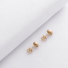 Золотые серьги - пусеты Овальные с06224 от ювелирного магазина Оникс - 4