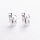 Золоті сережки "Love" з фіанітами с09705 от ювелирного магазина Оникс