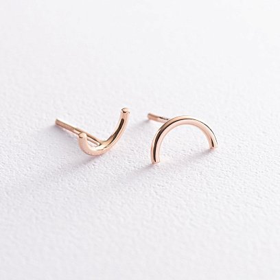 Сережки - пусети "Дуга" в червоному золоті с07075