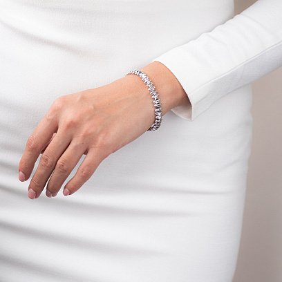 Жесткий браслет "Тереза" в белом золоте б04425 №2