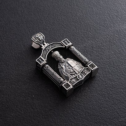 Срібний кулон "Миколай Чудотворець. Свята Трійця" (ебенове дерево) 1463 №3