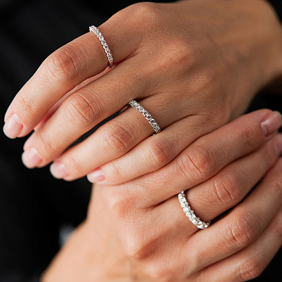 Золотое кольцо "Сердечки" с бриллиантами кб0514cha №7