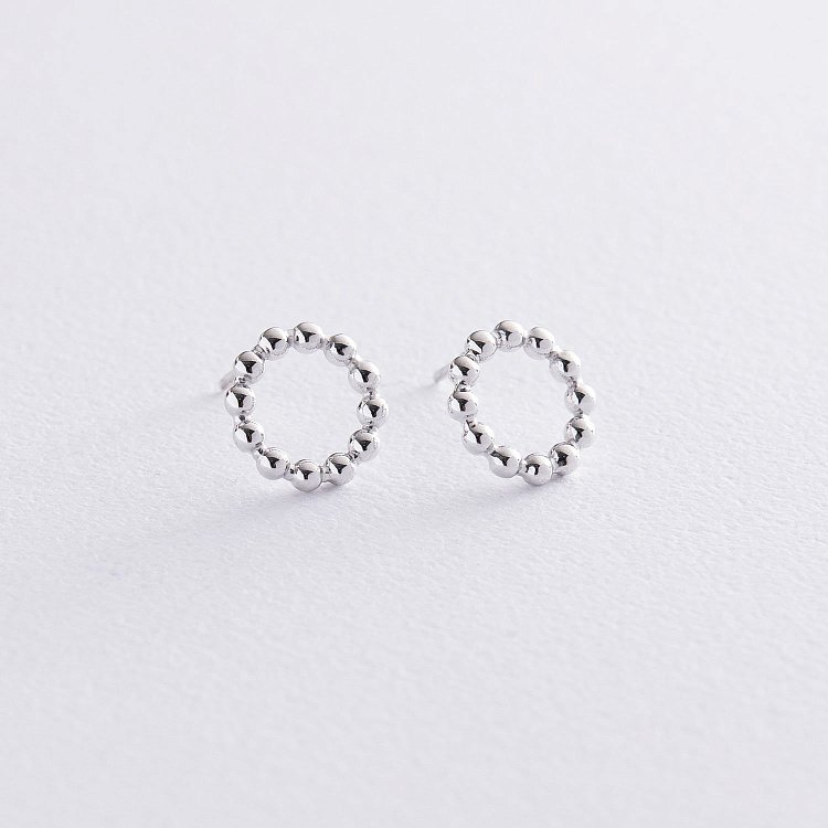 Сережки-пусети "Гармонія" в білому золоті с06903 від ювелірного магазину Онікс - 1