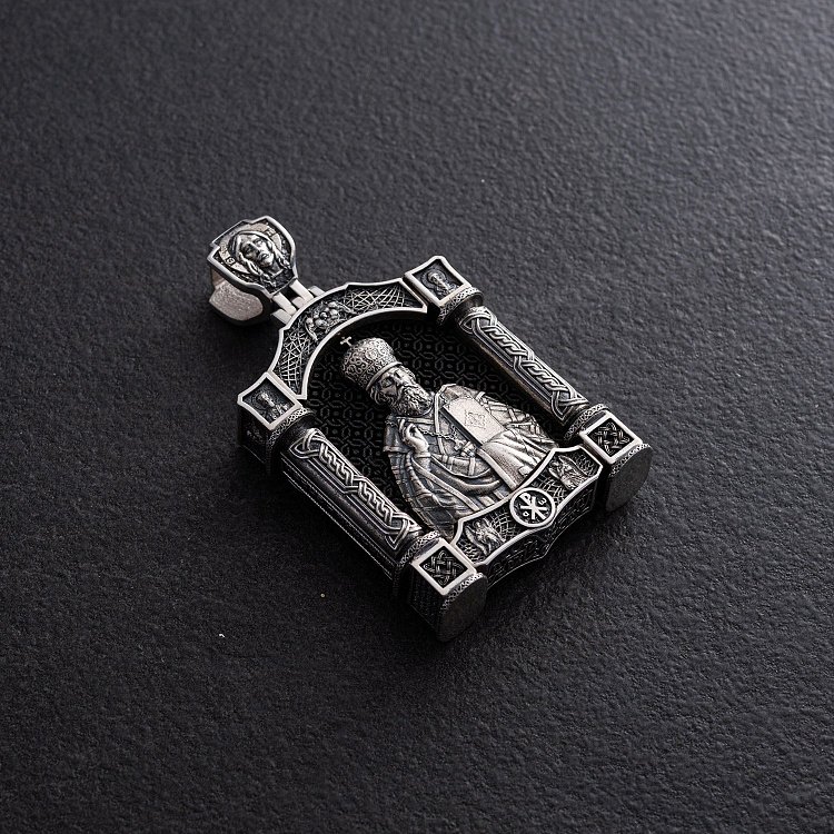 Срібний кулон "Миколай Чудотворець. Свята Трійця" (ебенове дерево) 1463 від ювелірного магазину Онікс - 2