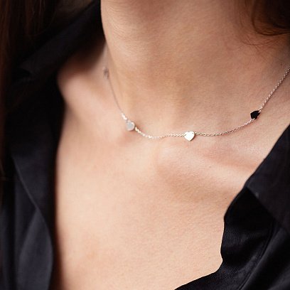 Серебряное колье "Сердечки" 908-01075 №2