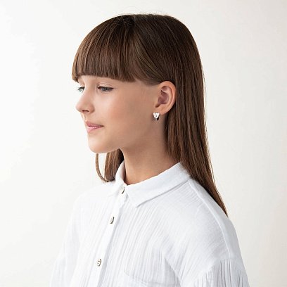 Детские серебряные серьги "Бабочки" (эмаль) 123089 №3