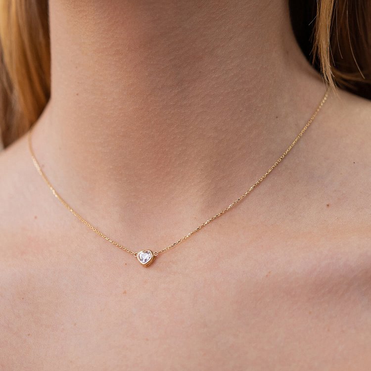 Колье "Сердечко" в желтом золоте кол01822 от ювелирного магазина Оникс - 9