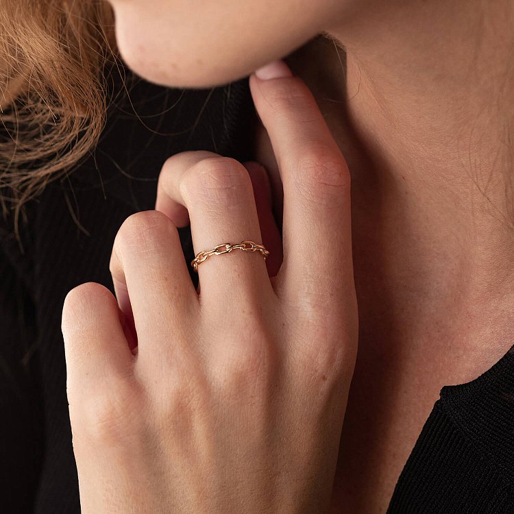 Каблучка "Ланцюжок" у жовтому золоті к07110 від ювелірного магазину Онікс - 13