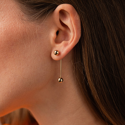 Сережки "Ophelia" з кульками (жовте золото) с09416