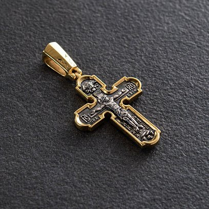 Серебряный крест "Распятие. Казанская икона Божией Матери. Николай Чудотворец" 132645 №2