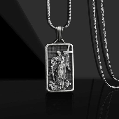 Срібний кулон "Архангел Михаїл" (можливе гравіювання) 133178