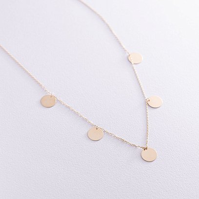 Колье "Монетки" в желтом золоте (5 шт) кол01438 №3