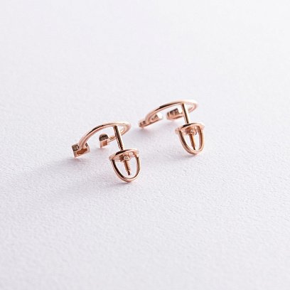 Сережки - пусети "Дарсі" у червоному золоті с08319 №4