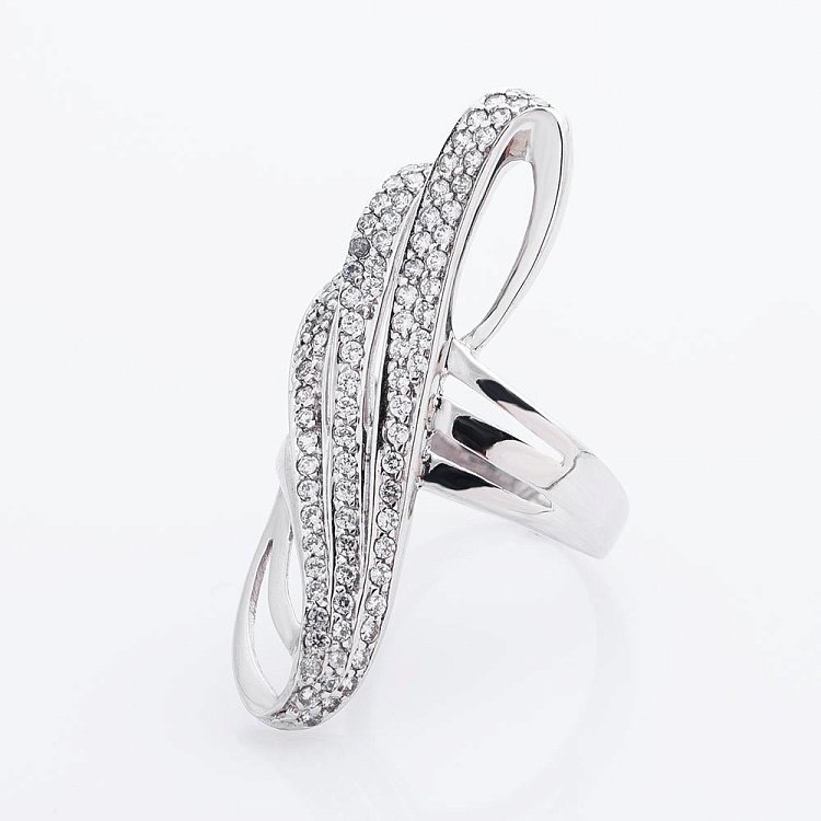 Золотое кольцо с фианитами к01466ж от ювелирного магазина Оникс - 1