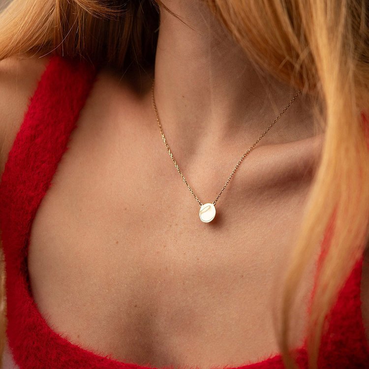 Кольє "Монетка" в жовтому золоті (можливе гравіювання) кол02041 від ювелірного магазину Онікс - 1