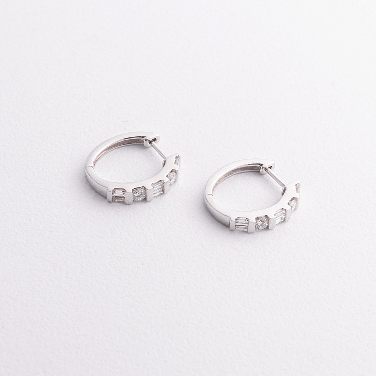 Золоті сережки - кільця (діаманти) сб0641ca від ювелірного магазину Онікс - 1