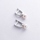Срібні сережки з перлами і фіанітами 902-00333 от ювелирного магазина Оникс - 2