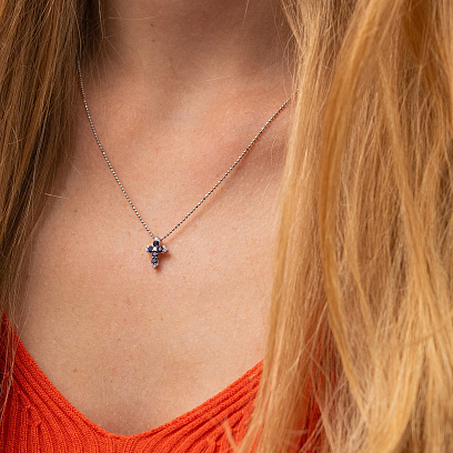 Золотий хрестик (сапфіри, діаманти) пб0114lg №4