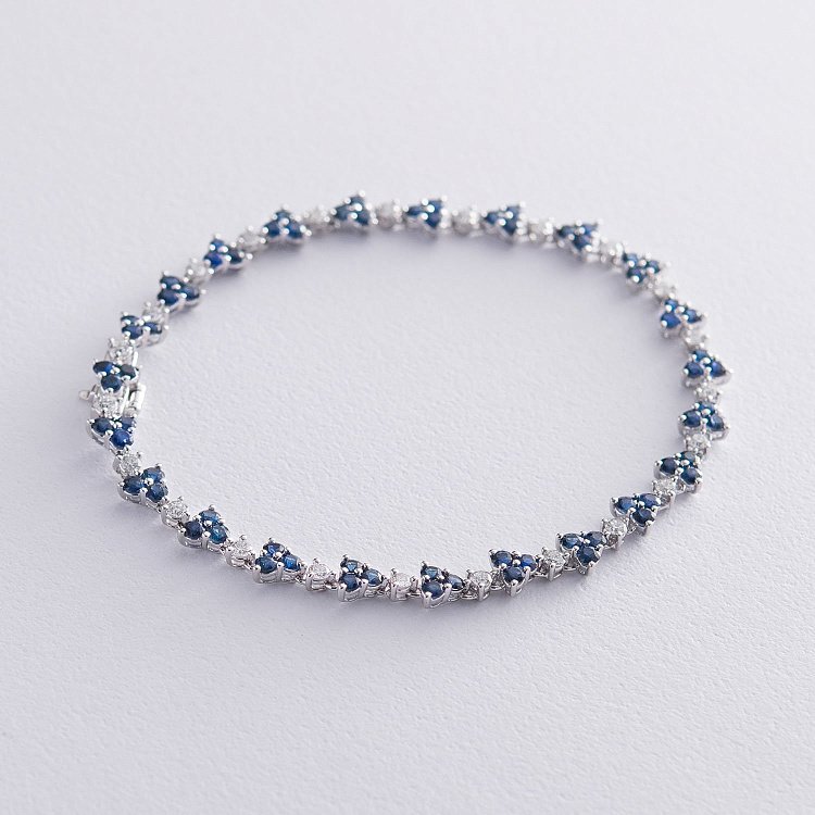 Золотий браслет з діамантами і сапфірами бб0024nl від ювелірного магазину Онікс