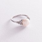 Серебряное кольцо с жемчугом и фианитами 1808/1р-PWT от ювелирного магазина Оникс