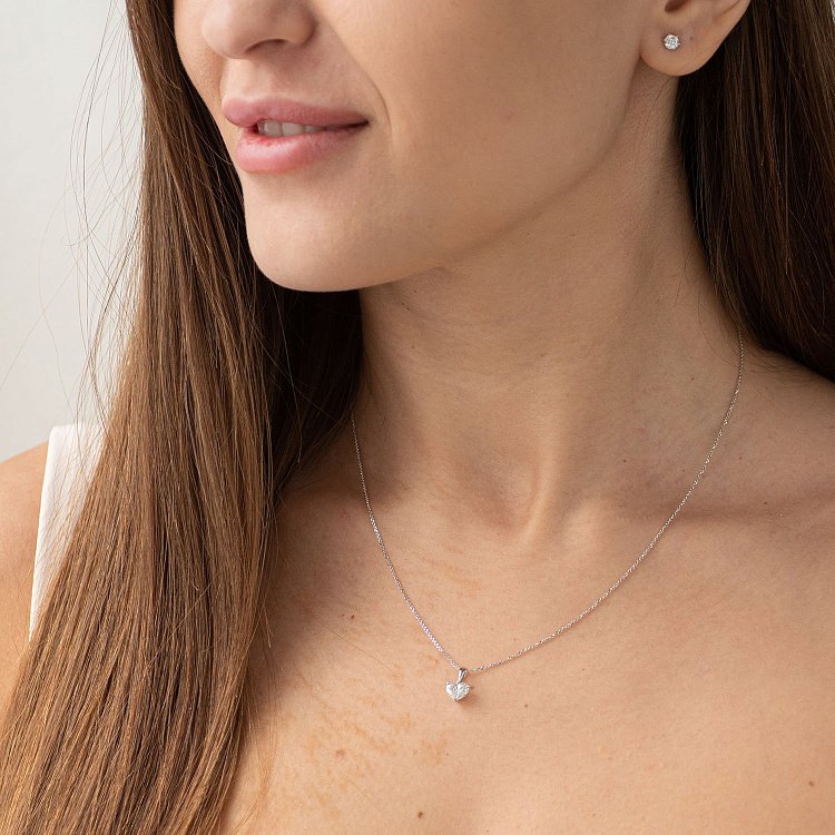 Золотой кулон "Сердце" с бриллиантами пкит053 - 1 Золотой кулон "Сердце" с бриллиантами пкит053 от ювелирного магазина Оникс - 1