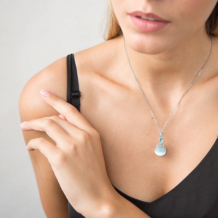 Срібні сережки (ім.улексит,фіаніт) 122265 від ювелірного магазину Онікс - 4