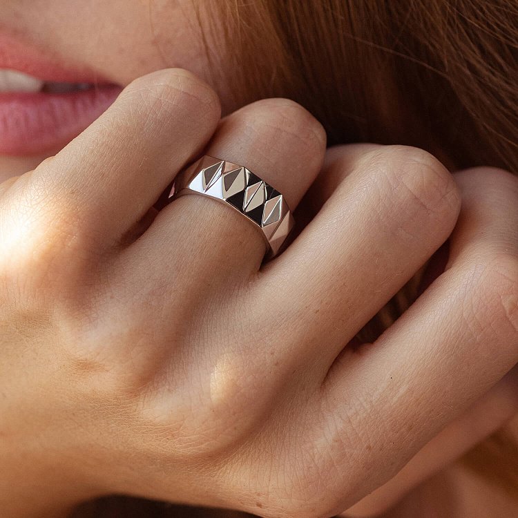 Кольцо "Veronica" в белом золоте к07520 от ювелирного магазина Оникс - 11