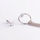Срібні асиметричні сережки "Домініка" з фіанітами 123182 от ювелирного магазина Оникс - 4