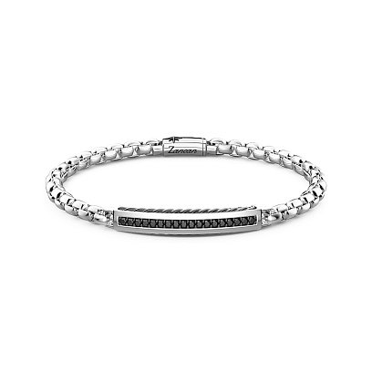 Серебряный мужской браслет с черной шпинелью ZANCAN EXB701