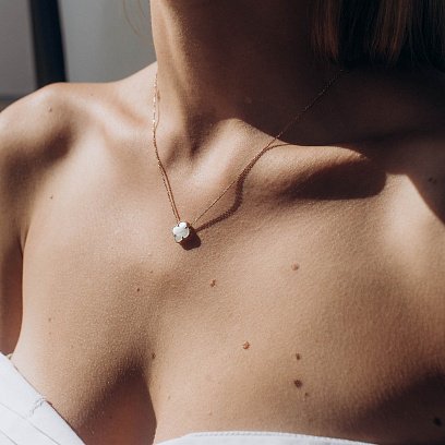 Золоте кольє "Конюшина" (перламутр) кол01663 №9