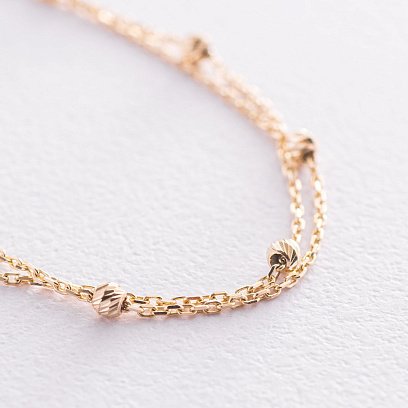 Подвійний браслет "Кульки" в жовтому золоті б04706 №4