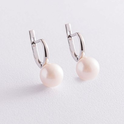 Серебряные серьги с жемчугом 2449/1р-PWT