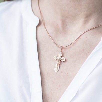 Золотий православний хрестик п02398 №2