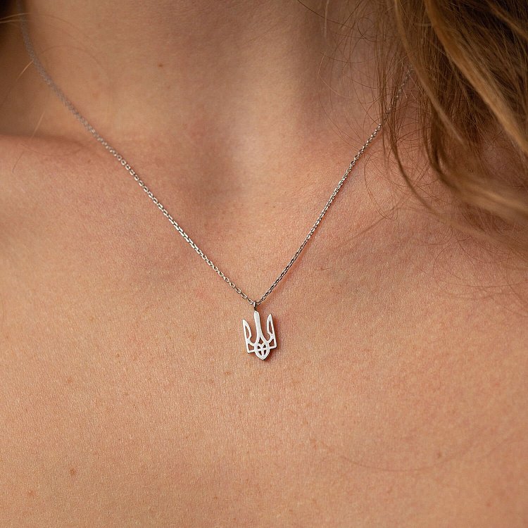 Кольє "Герб України - Тризуб" у білому золоті (маленький) кол02331 від ювелірного магазину Онікс - 6