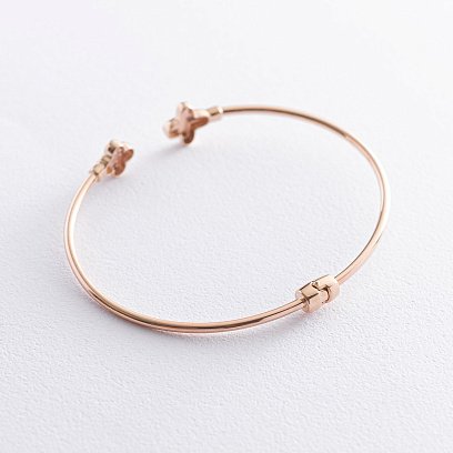 Жорсткий золотий браслет "Конюшина" (фіаніт) б04136 №3