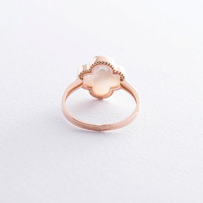 Каблучка "Конюшина" в червоному золоті (перламутр) к06568 №3