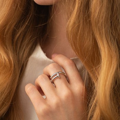 Каблучка "Цвях" у сріблі (фіаніти) 1426 №2