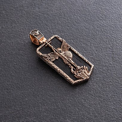 Золотой кулон "Архангел Михаил" с эбеновым деревом 1265к №3