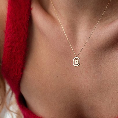 Колье с буквой "В" в желтом золоте кол02463в №2