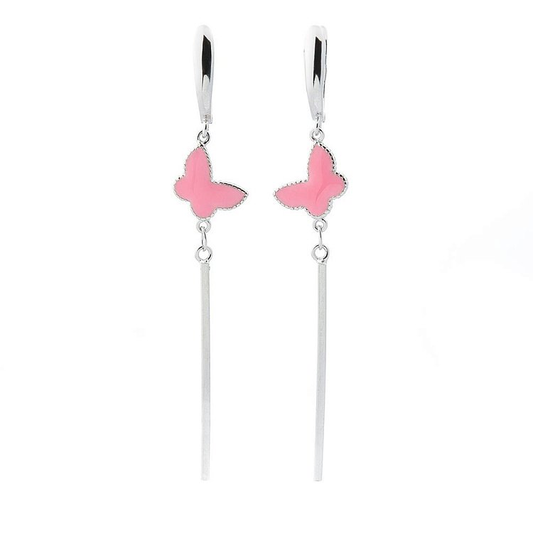 Срібні сережки "Метелики" з емаллю 122174 від ювелірного магазину Онікс