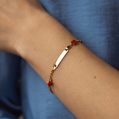 Дитячий золотий браслет "Метелик і сердечко" з емаллю б05617 №2